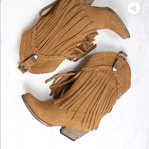 HOT! Fringe suede & leather boots Sz 9